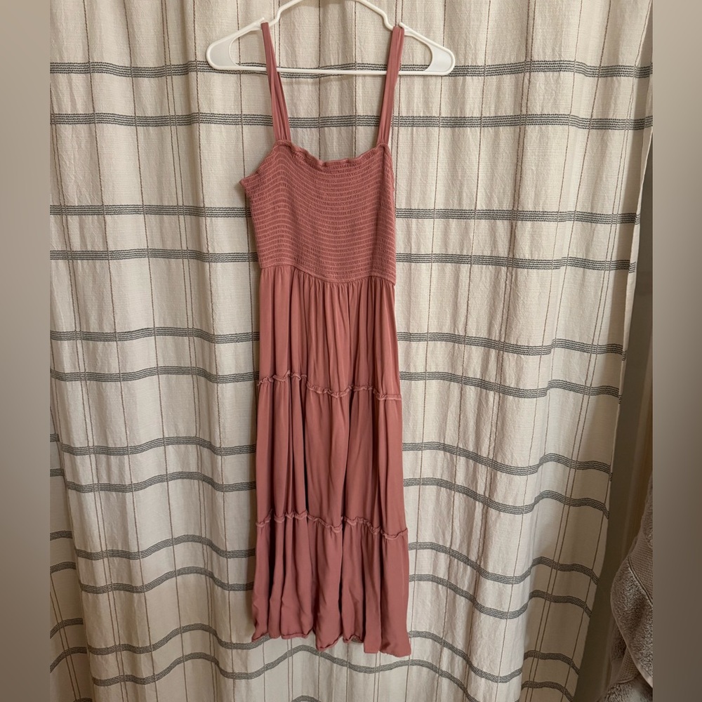 SHEIN Dusty Rose Tiered Maxi Dress